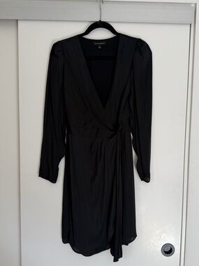 Banana Republic Black Wrap Dress with Long Sleeves